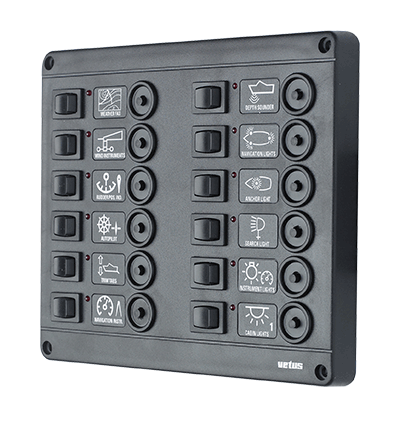 Switch panel type P12 with 12 circuit breakers 12V