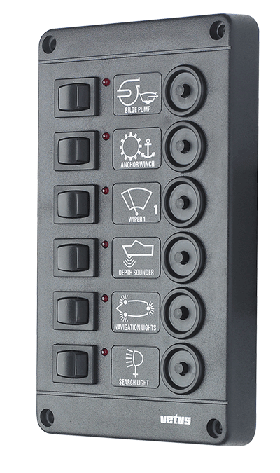 Switch panel type P 6 with 6 circuit breakers 24V