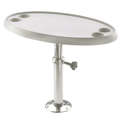 Vetus Oval Table 76x45cm with Pedestal & Base Plate - Height 50-70cm
