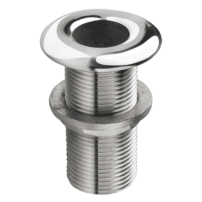 Vetus Polished Stainless Skin Fitting - Rounded Flange G3/8''