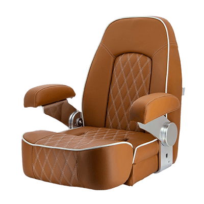 Vetus SEAMAN Helm Seat with flip Up Squab Quilted Cognac