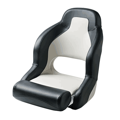 Vetus PILOT Sports Helm Seat - Flip-Up Squab - Black & White