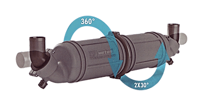 Vetus WLOCKL45R Plastic Waterlock Muffler 1 3/4" Hose Connections