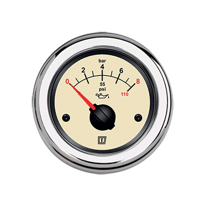 Vetus Oil Pressure Gauge Cream 12/24v 0-8 kg/cm2 cut-out 52mm