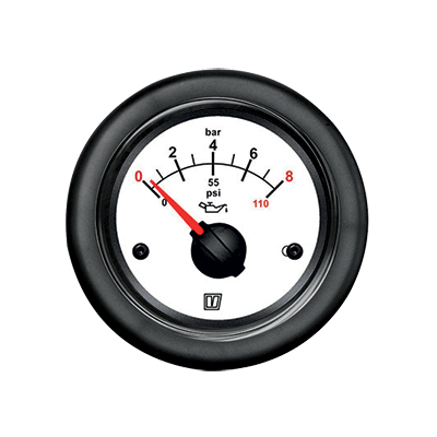 Vetus Oil Pressure Gauge White 12/24v 0-8 kg/cm2 cut-out 52mm