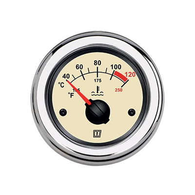 Vetus Water Temperature Gauge Cream 12/24v 40-120C cut-out 52mm