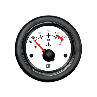 Vetus Water Temperature Gauge White 12/24v 40-120C cut-out 52mm