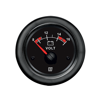 Vetus Voltmeter 12v Black 10-16V cut-out 52mm