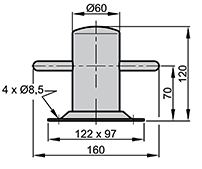 ACHIL110 Stainless Bollard Dimensions.