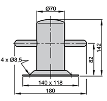 ACHIL130 Stainless Bollard Dimensions.